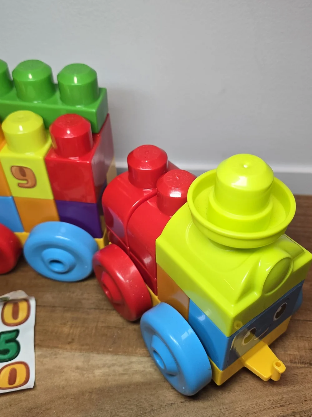 Mega Blocks 123 Colorful Stacking Train Toy - Blue, Yellow, Red.